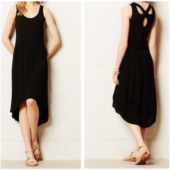 Anthropologie left of center black sleeveless midi dress - Picture 1 of 8